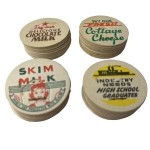 Milk Bottle Caps 10 Each Of The 4 Different Designs Lot of 40 Dairy Ephemera Vtg